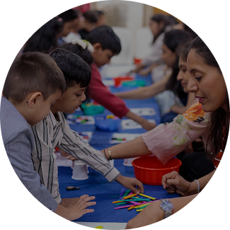 Children exploring hands-on learning activities